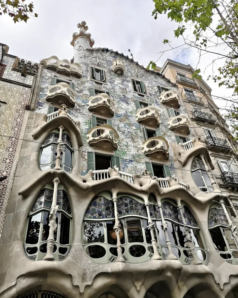 Decorative façade of Casa Batlló, showcasing unique architectural features and intricate designs.